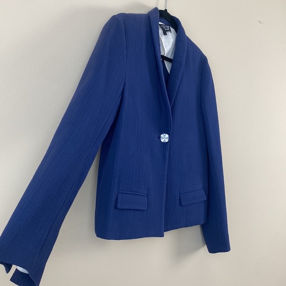 Creatures of the Wind Ribbed Navy Blue Blazer Jacket Split Bell Sleeve sz 2 - Picture 7 of 10